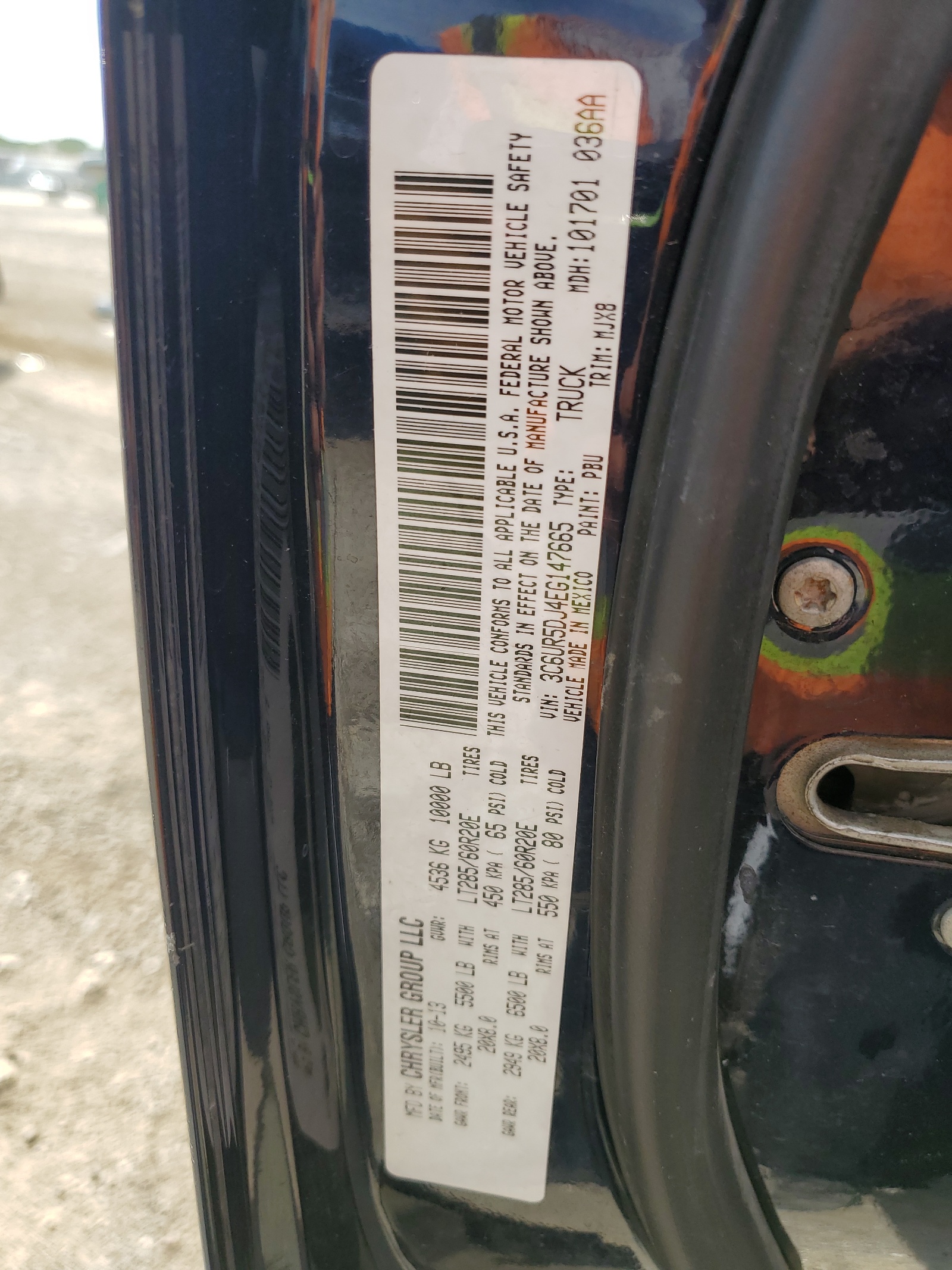 3C6UR5DJ4EG147665 2014 Ram 2500 Slt