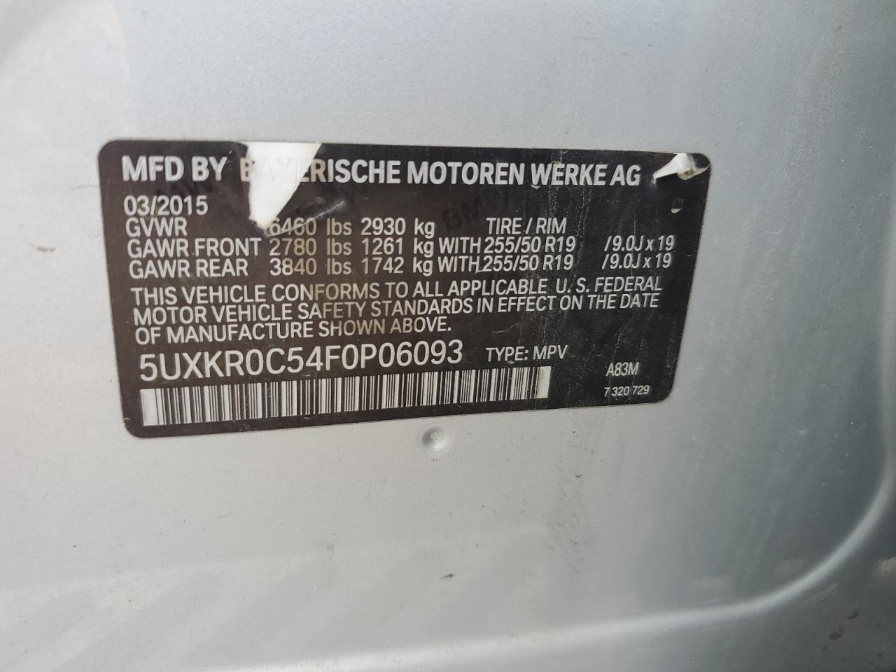 5UXKR0C54F0P06093 2015 BMW X5 xDrive35I