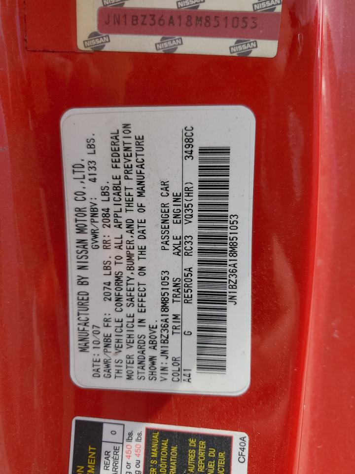 2008 Nissan 350Z Roadster VIN: JN1BZ36A18M851053 Lot: 64468164