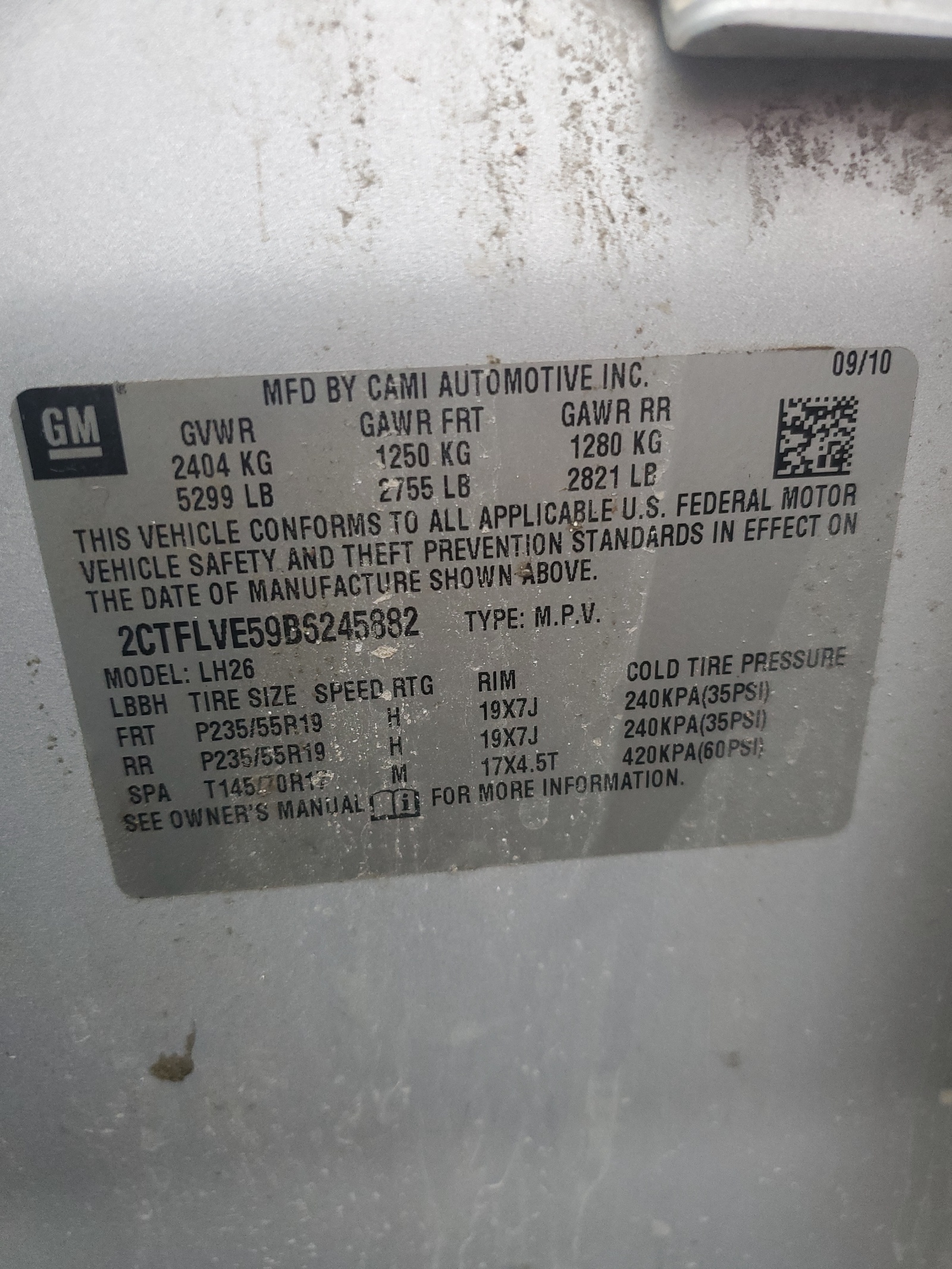 2CTFLVE59B6245882 2011 GMC Terrain Slt