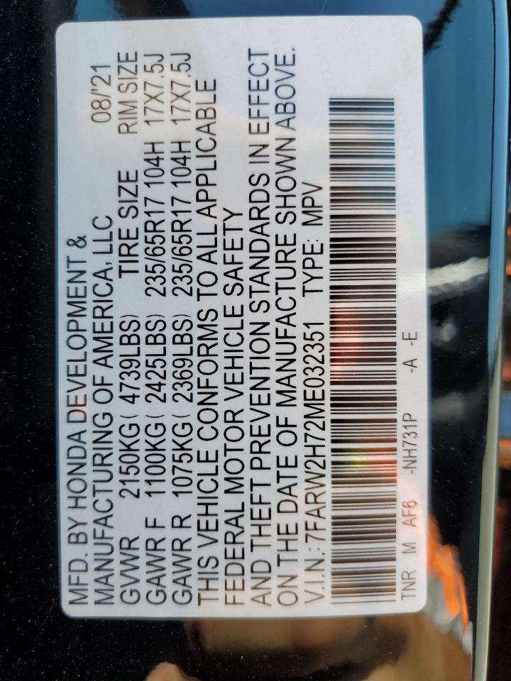 2021 Honda Cr-V Se VIN: 7FARW2H72ME032351 Lot: 62453794