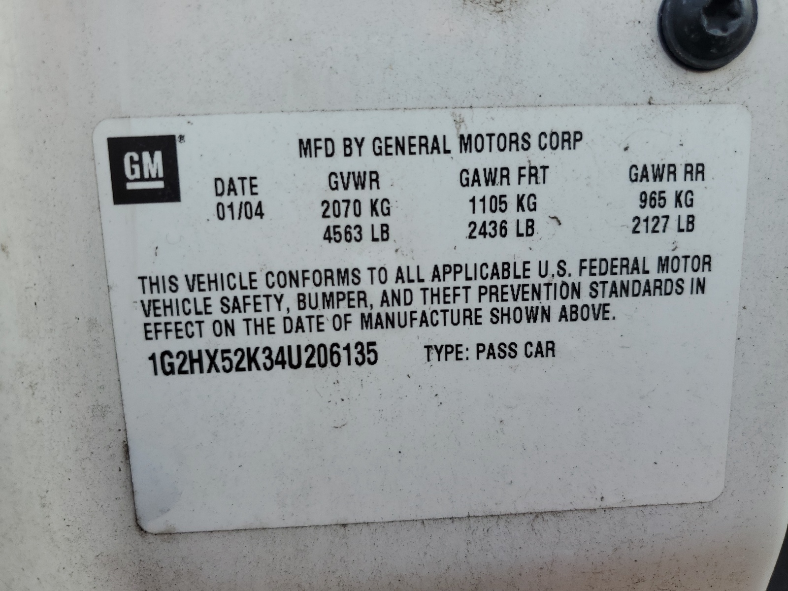 1G2HX52K34U206135 2004 Pontiac Bonneville Se