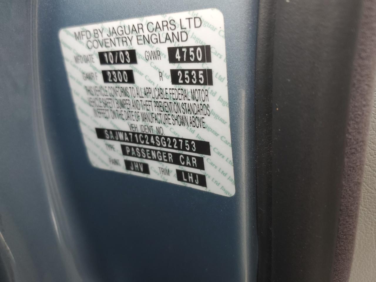 2004 Jaguar Xj8 VIN: SAJWA71C24SG22753 Lot: 64668744