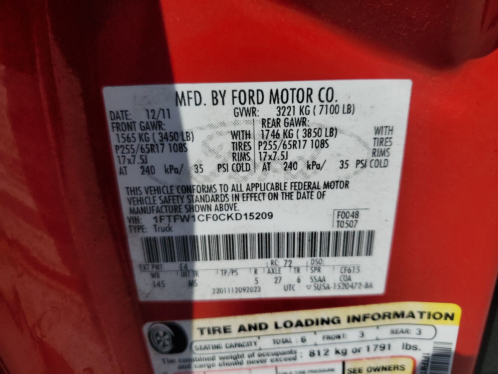 1FTFW1CF0CKD15209 2012 Ford F150 Supercrew