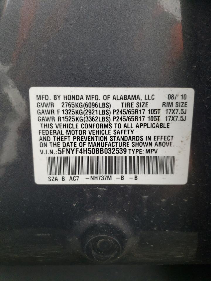 2011 Honda Pilot Exl VIN: 5FNYF4H50BB032539 Lot: 62989274