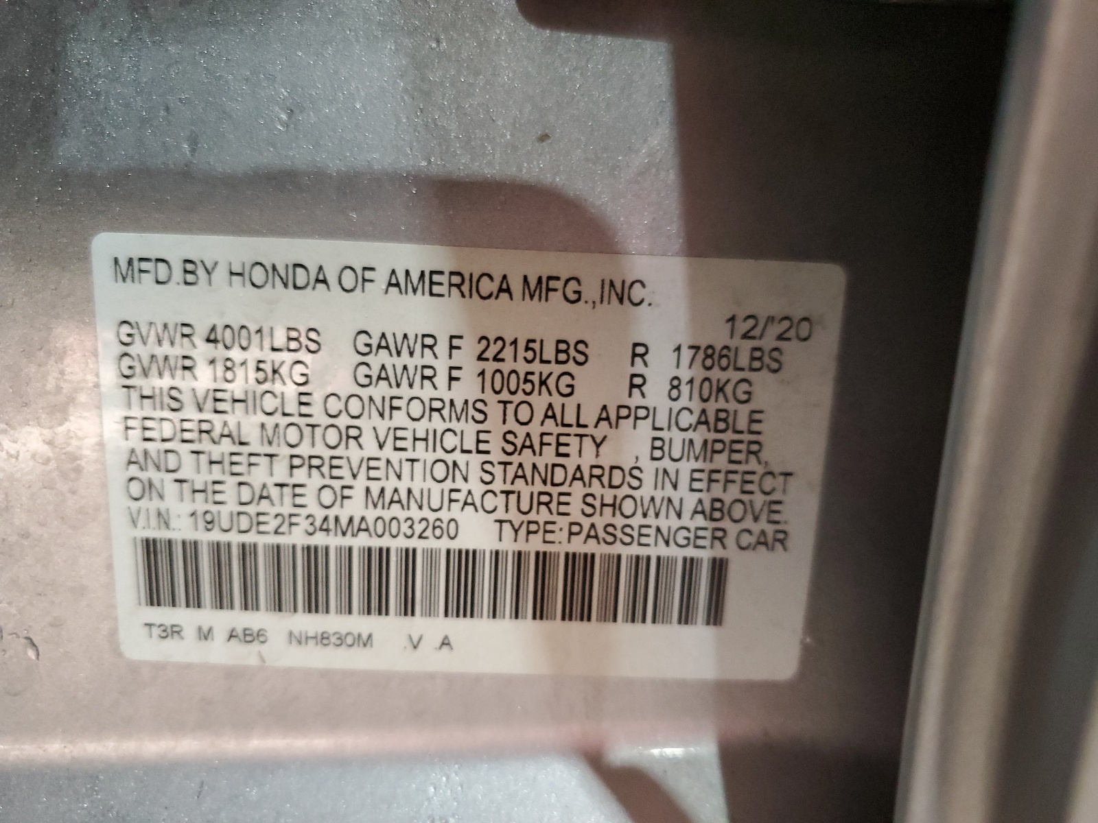 19UDE2F34MA003260 2021 Acura Ilx