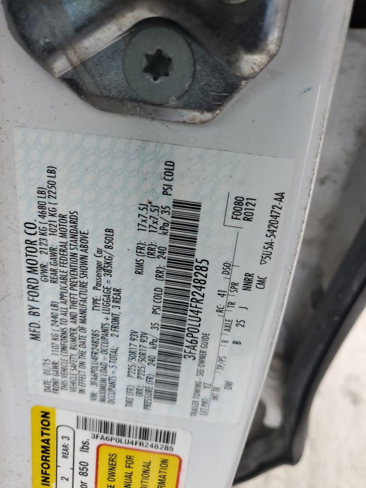 2015 Ford Fusion Se Hybrid VIN: 3FA6P0LU4FR248285 Lot: 63632834