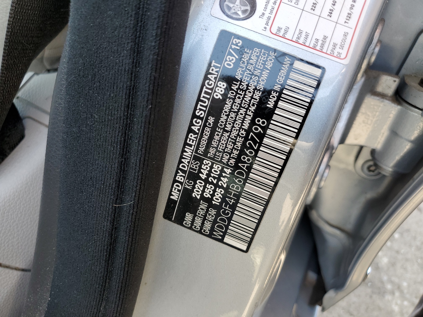 WDDGF4HB6DA862798 2013 Mercedes-Benz C 250