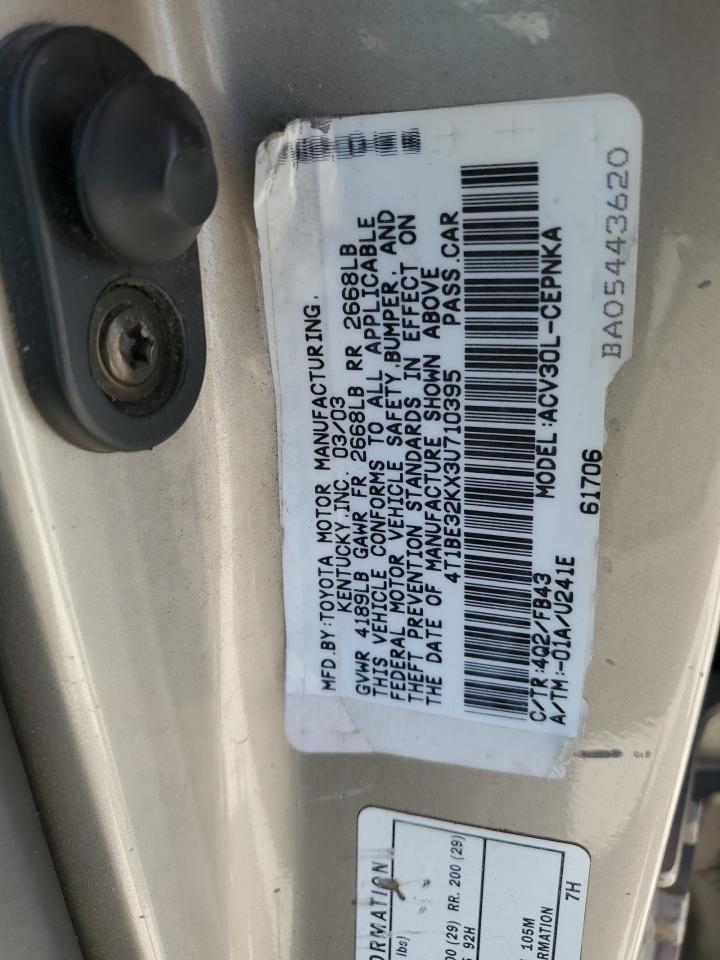 2003 Toyota Camry Le VIN: 4T1BE32KX3U710395 Lot: 63069274