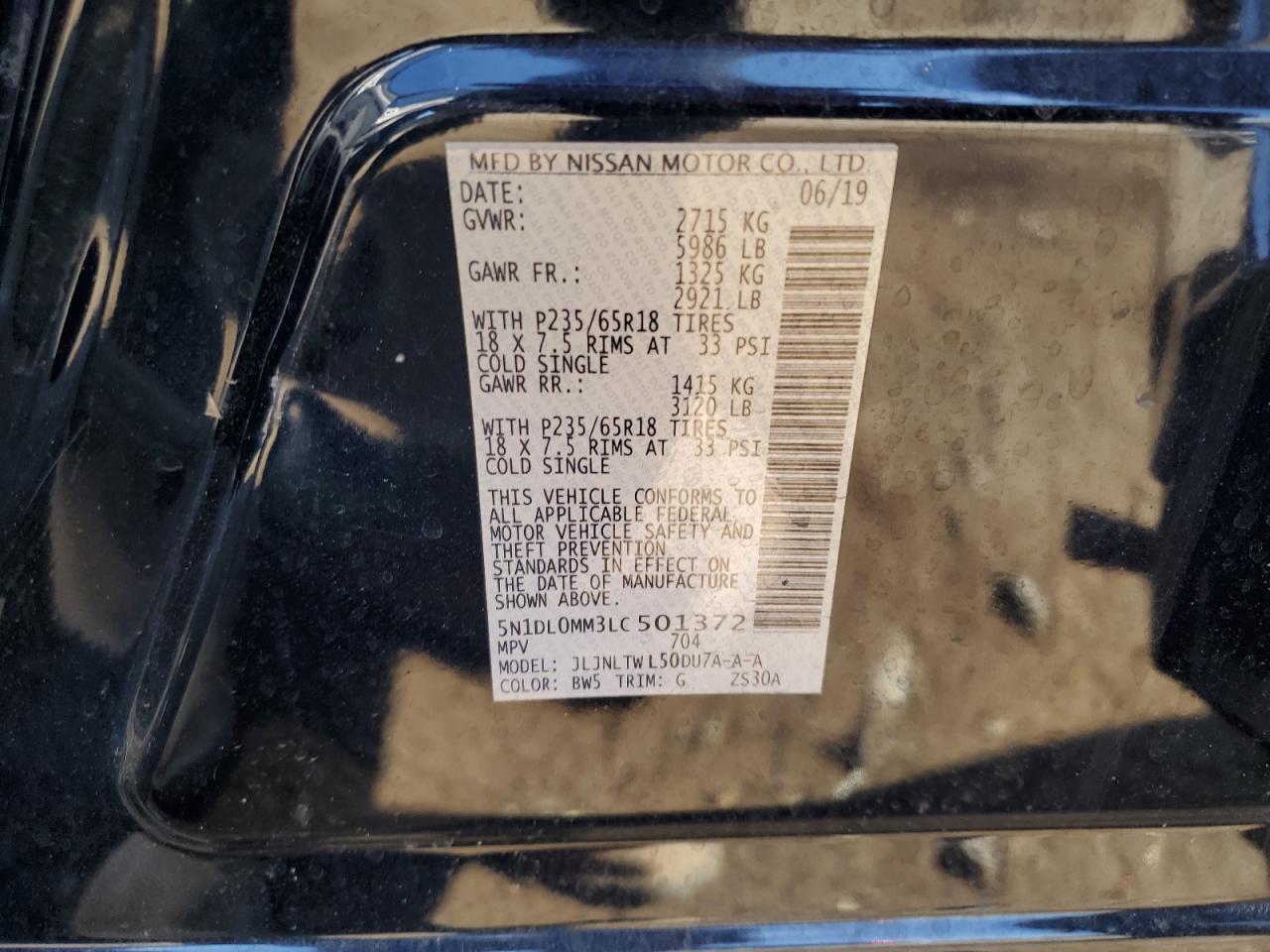 2020 Infiniti Qx60 Luxe VIN: 5N1DL0MM3LC501372 Lot: 61427854