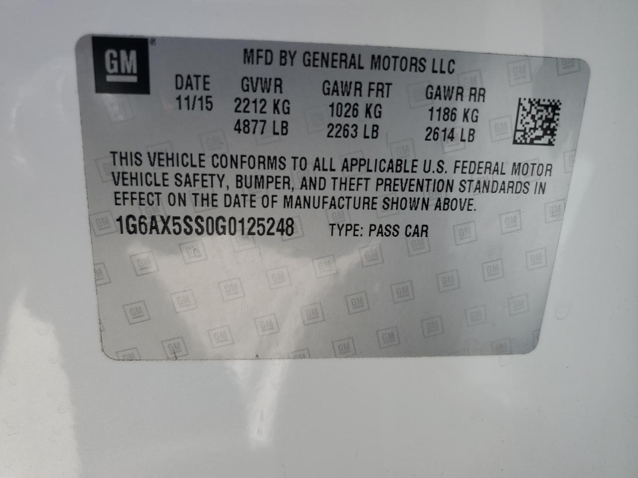 2016 Cadillac Cts Luxury Collection VIN: 1G6AX5SS0G0125248 Lot: 64458784