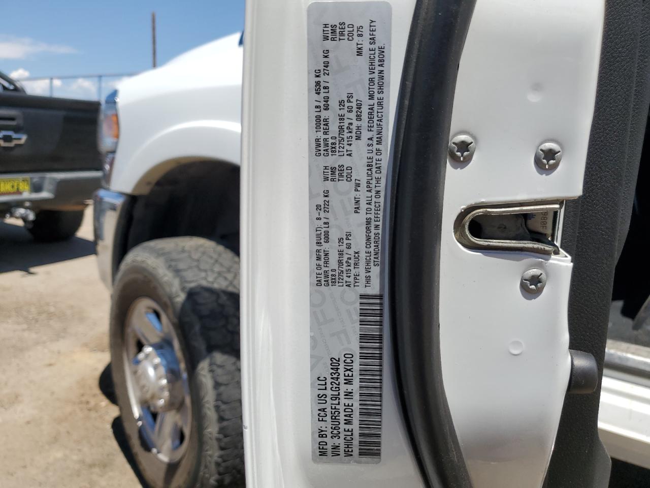 2020 Ram 2500 Laramie VIN: 3C6UR5FL9LG243402 Lot: 62069464