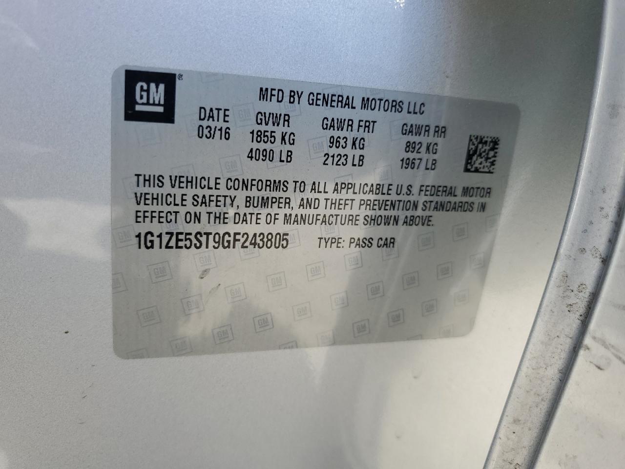 1G1ZE5ST9GF243805 2016 CHEVROLET MALIBU - Image 13