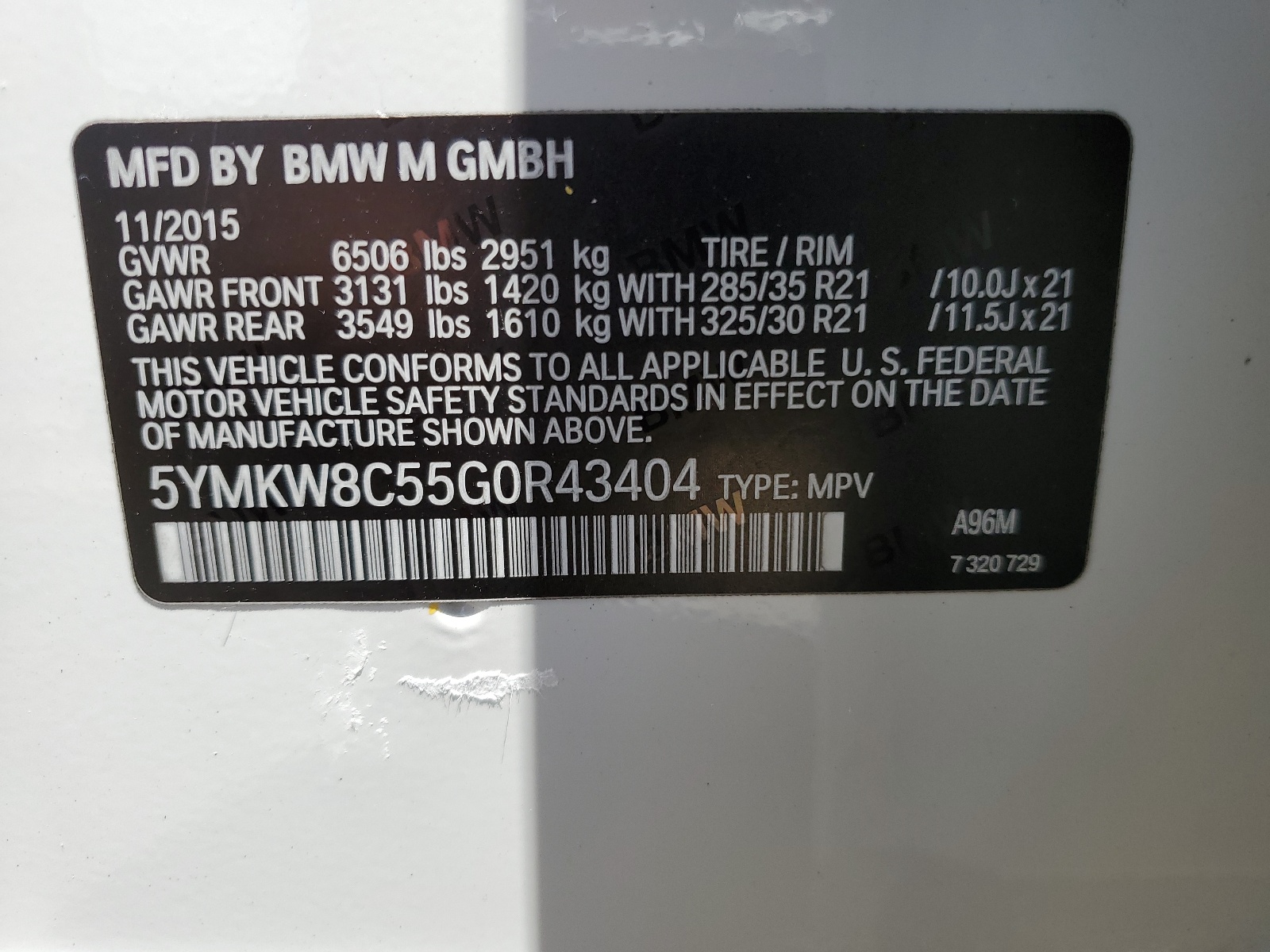 5YMKW8C55G0R43404 2016 BMW X6 M