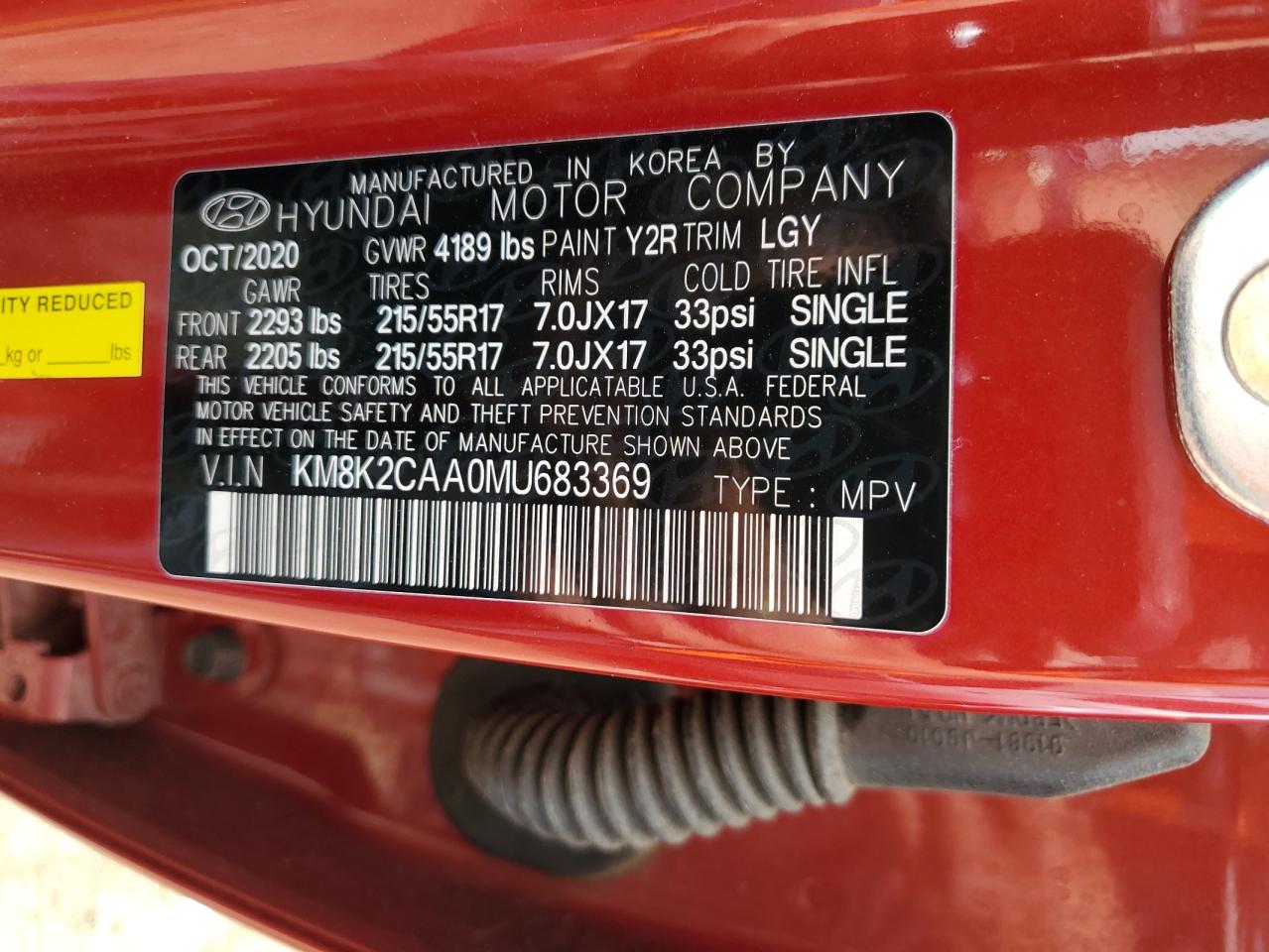 KM8K2CAA0MU683369 2021 Hyundai Kona Sel