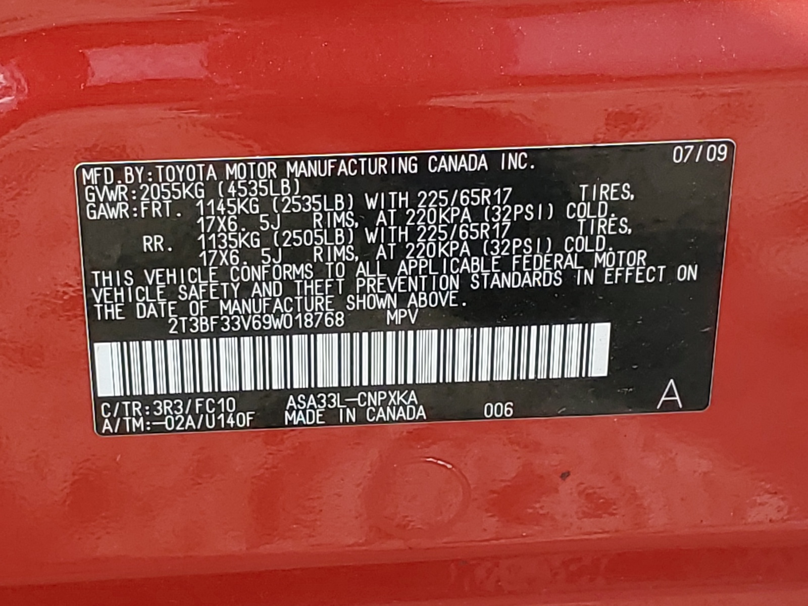 2T3BF33V69W018768 2009 Toyota Rav4