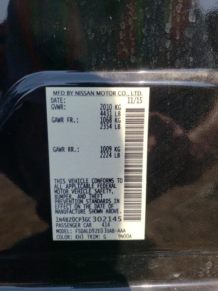 2016 Nissan Leaf Sv VIN: 1N4BZ0CP3GC302145 Lot: 65017754