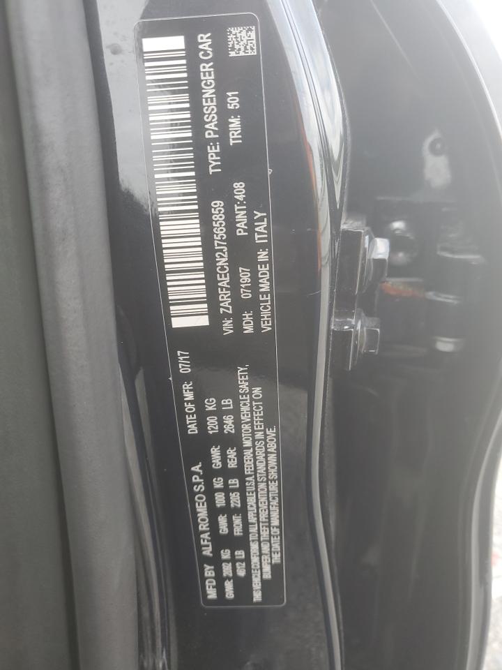 2018 Alfa Romeo Giulia Ti VIN: ZARFAECN2J7565859 Lot: 63962404