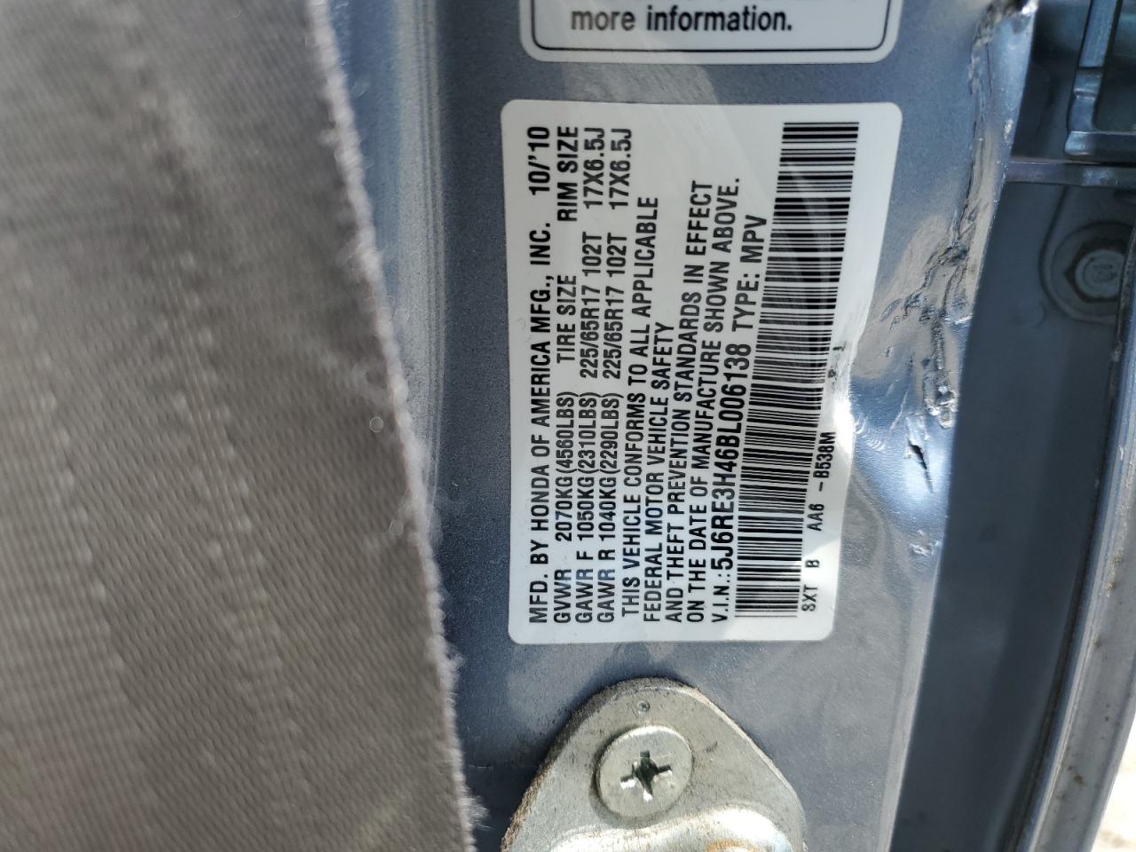 2011 Honda Cr-V Se VIN: 5J6RE3H46BL006138 Lot: 63397404