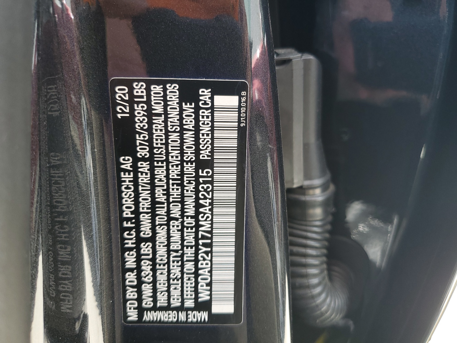 WP0AB2Y17MSA42315 2021 Porsche Taycan 4S