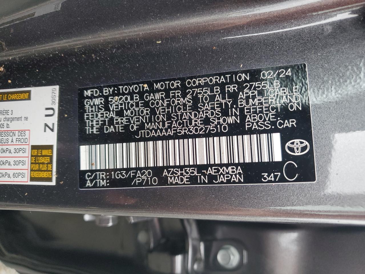 2024 Toyota Crown Xle VIN: JTDAAAAF5R3027510 Lot: 64257004