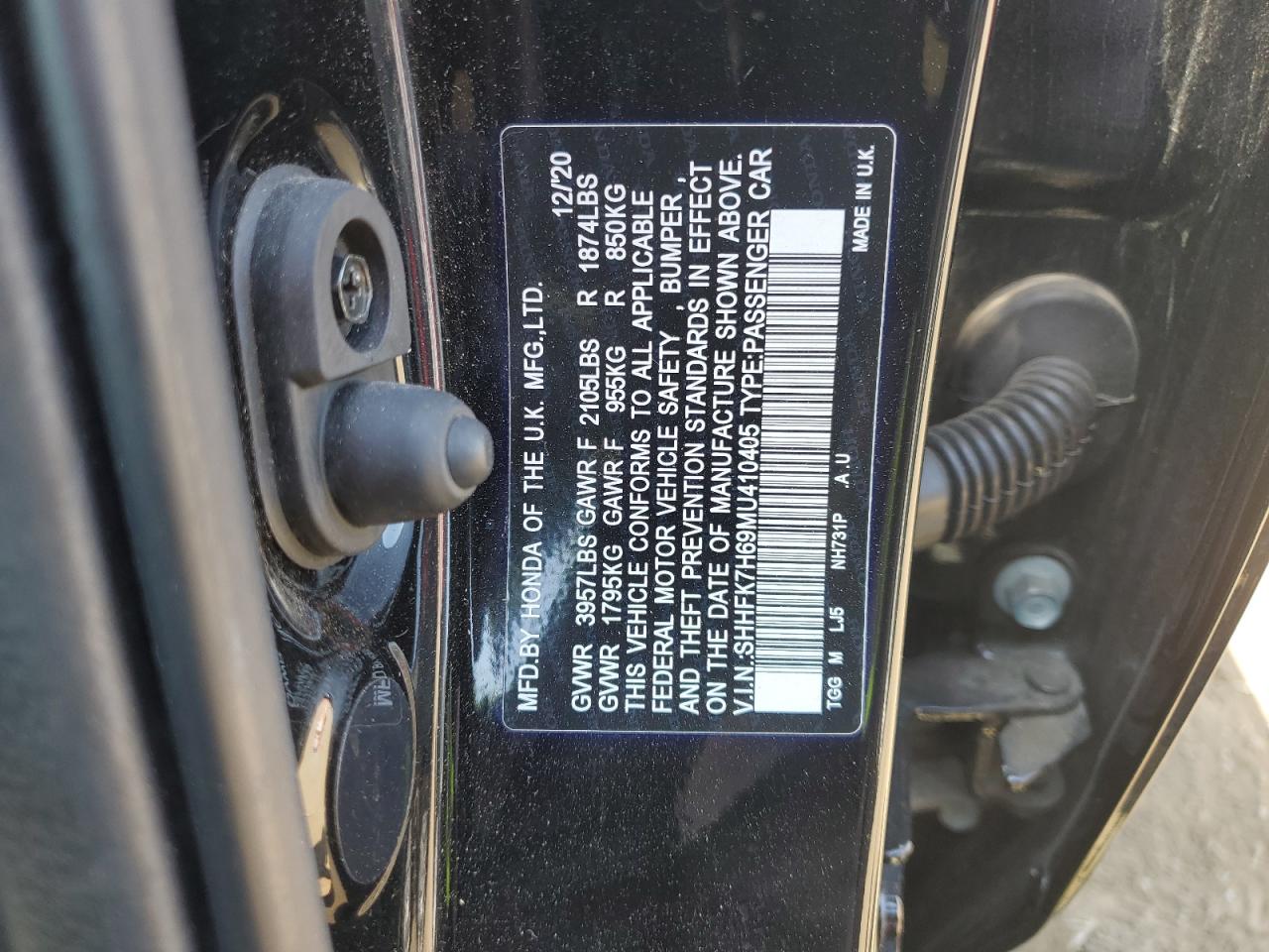 SHHFK7H69MU410405 2021 Honda Civic Ex
