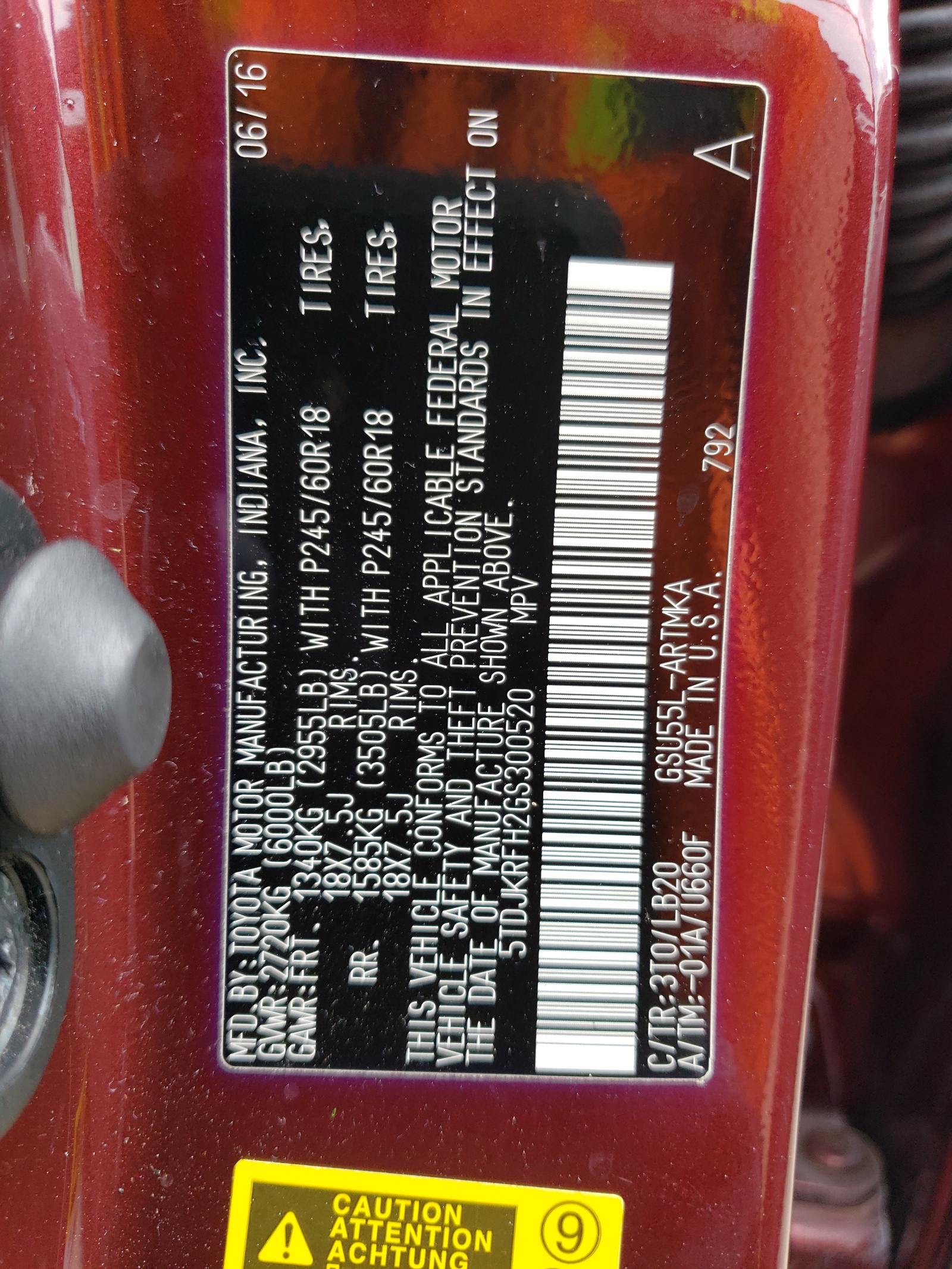 5TDJKRFH2GS300520 2016 Toyota Highlander Xle