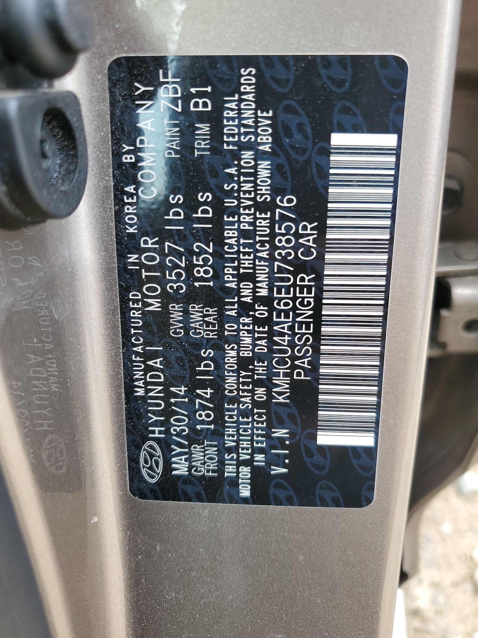 KMHCU4AE6EU738576 2014 Hyundai Accent Gls