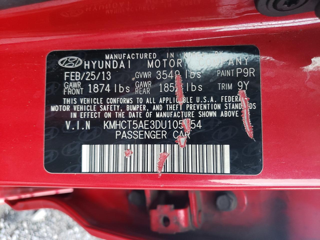 2013 Hyundai Accent Gls VIN: KMHCT5AE3DU105654 Lot: 64238764