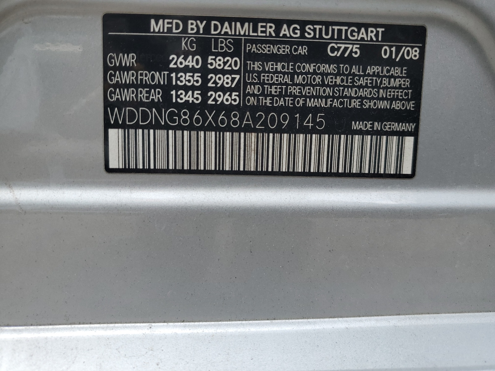 WDDNG86X68A209145 2008 Mercedes-Benz S 550 4Matic