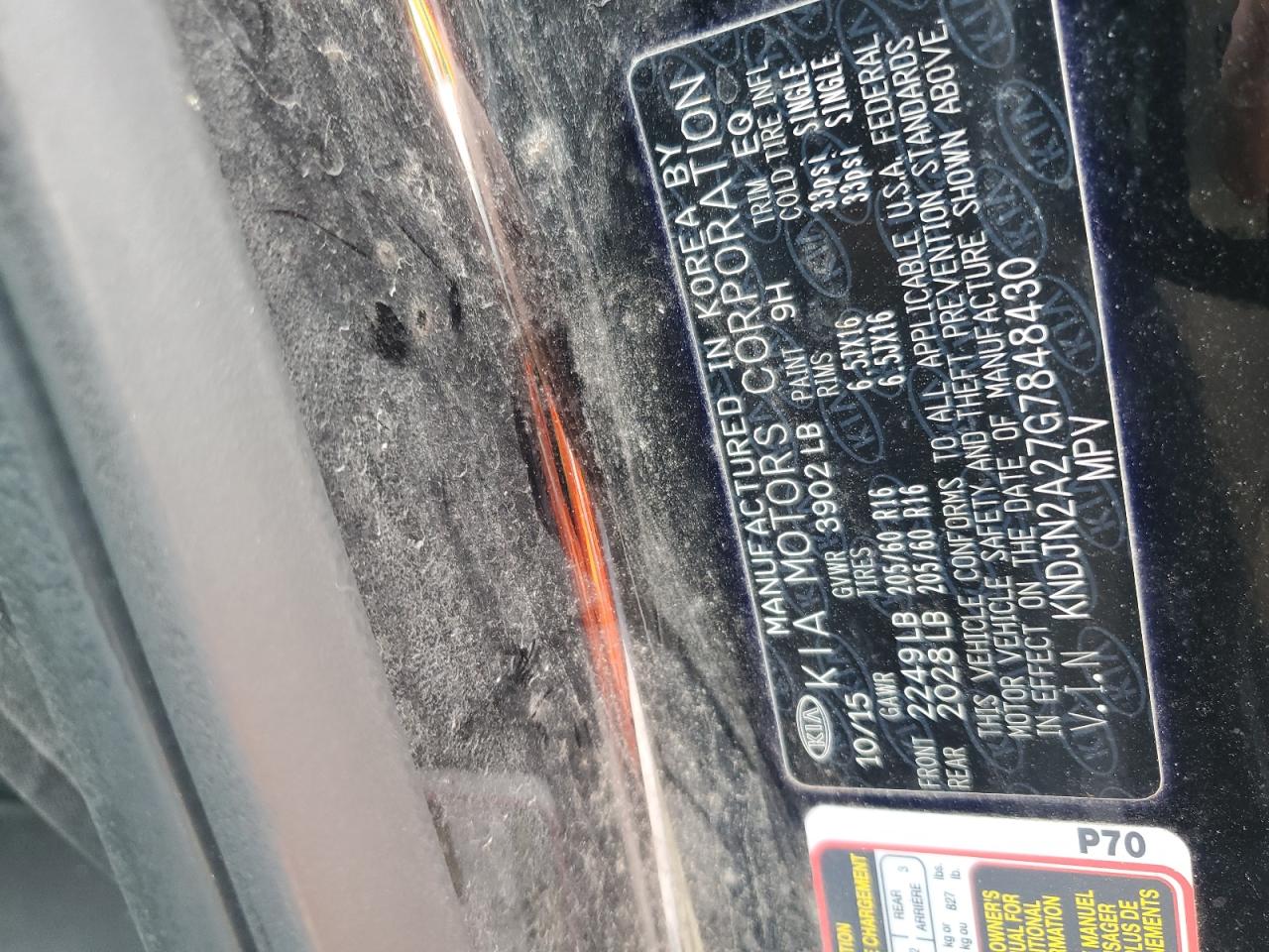 2016 Kia Soul VIN: KNDJN2A27G7848430 Lot: 64653754