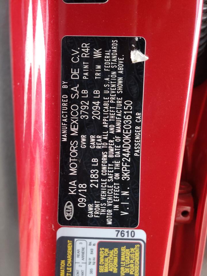 2019 Kia Forte Fe VIN: 3KPF24AD0KE036150 Lot: 61327784