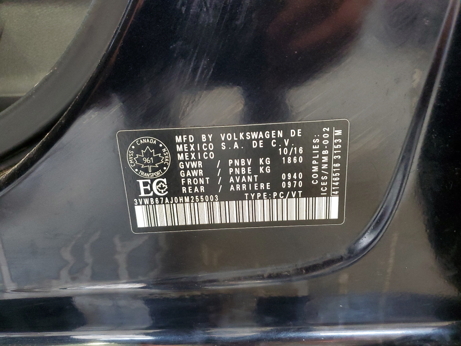 3VWB67AJ0HM255003 2017 Volkswagen Jetta Se