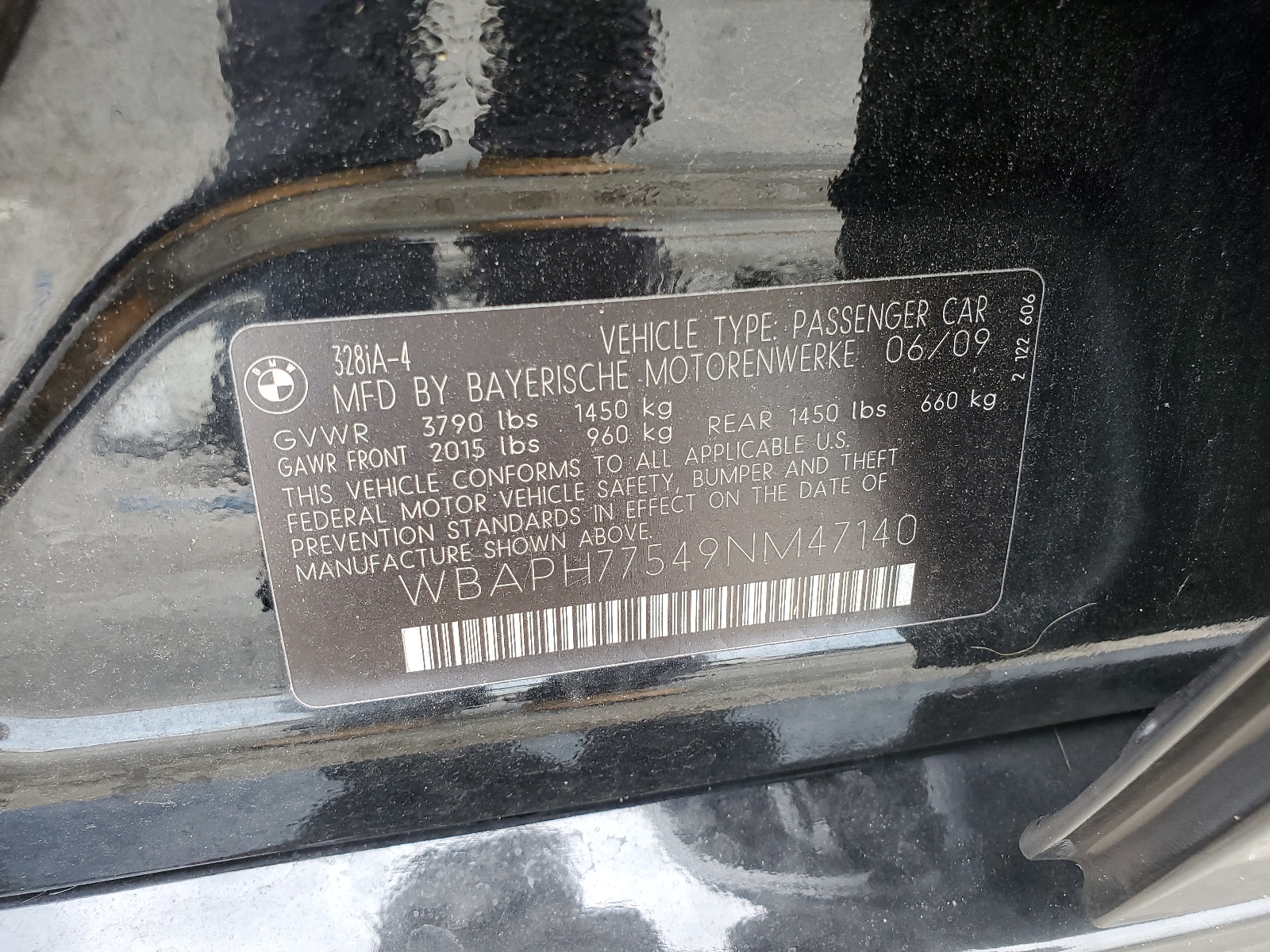 WBAPH77549NM47140 2009 BMW 328 I