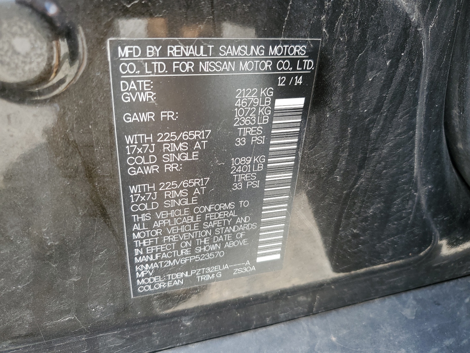 KNMAT2MV6FP523570 2015 Nissan Rogue S