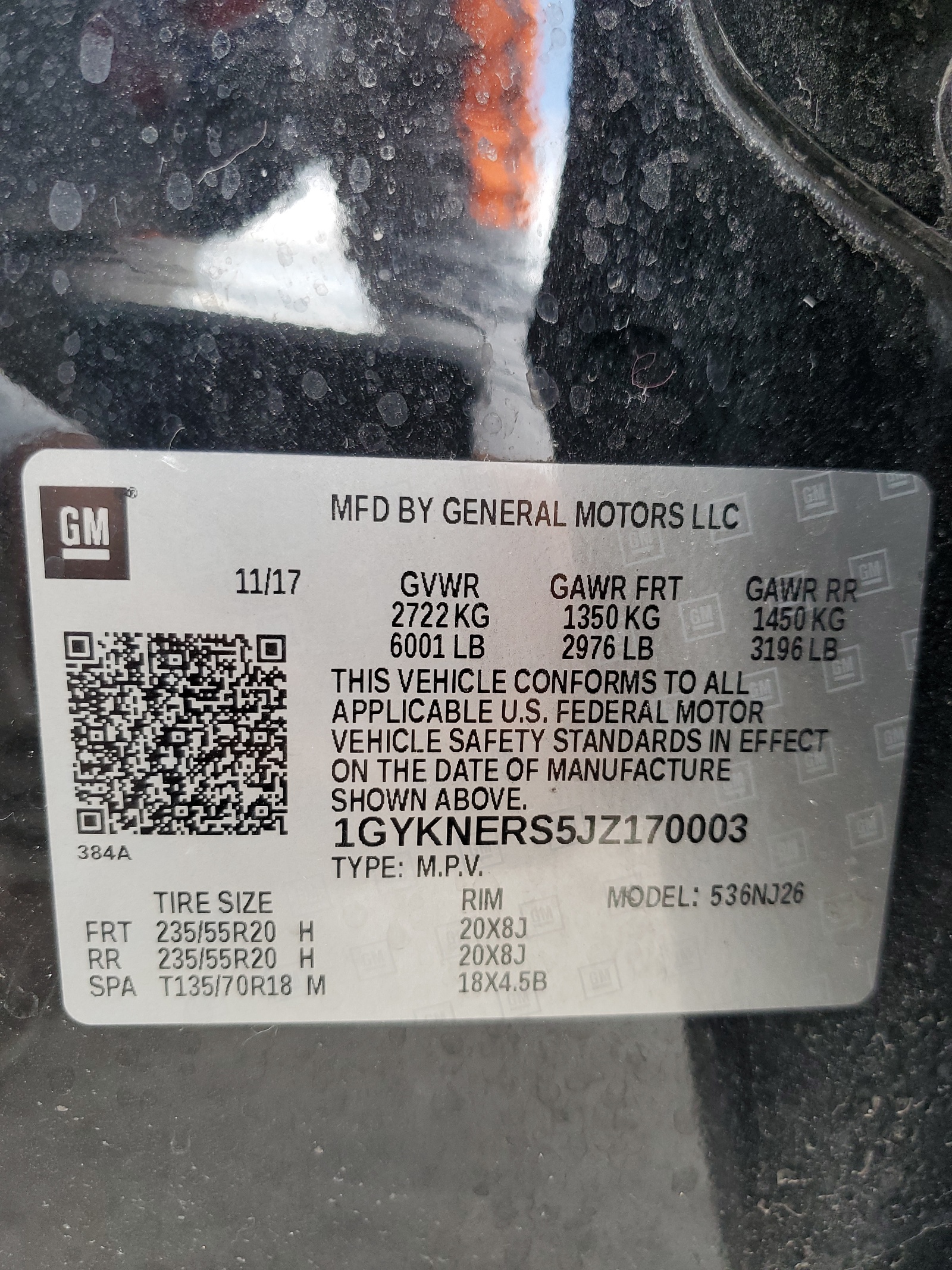 1GYKNERS5JZ170003 2018 Cadillac Xt5 Premium Luxury