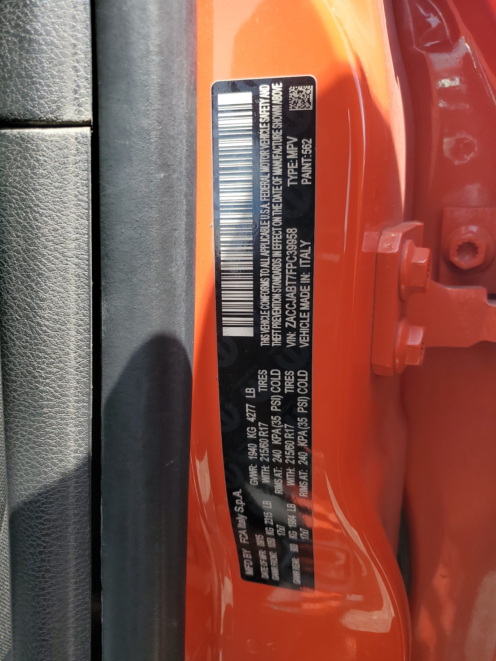 ZACCJABT7FPC39958 2015 Jeep Renegade Latitude