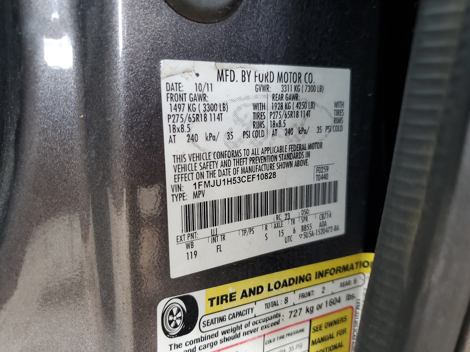 1FMJU1H53CEF10828 2012 Ford Expedition Xlt