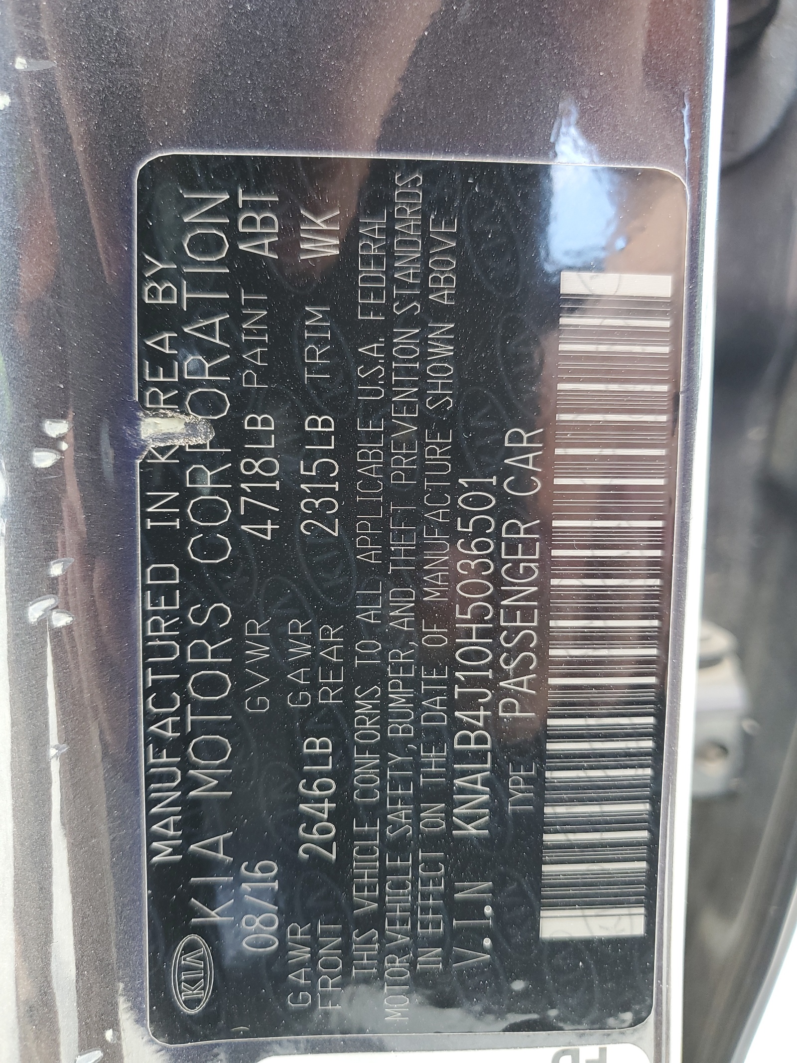 KNALB4J10H5036501 2017 Kia Cadenza Premium