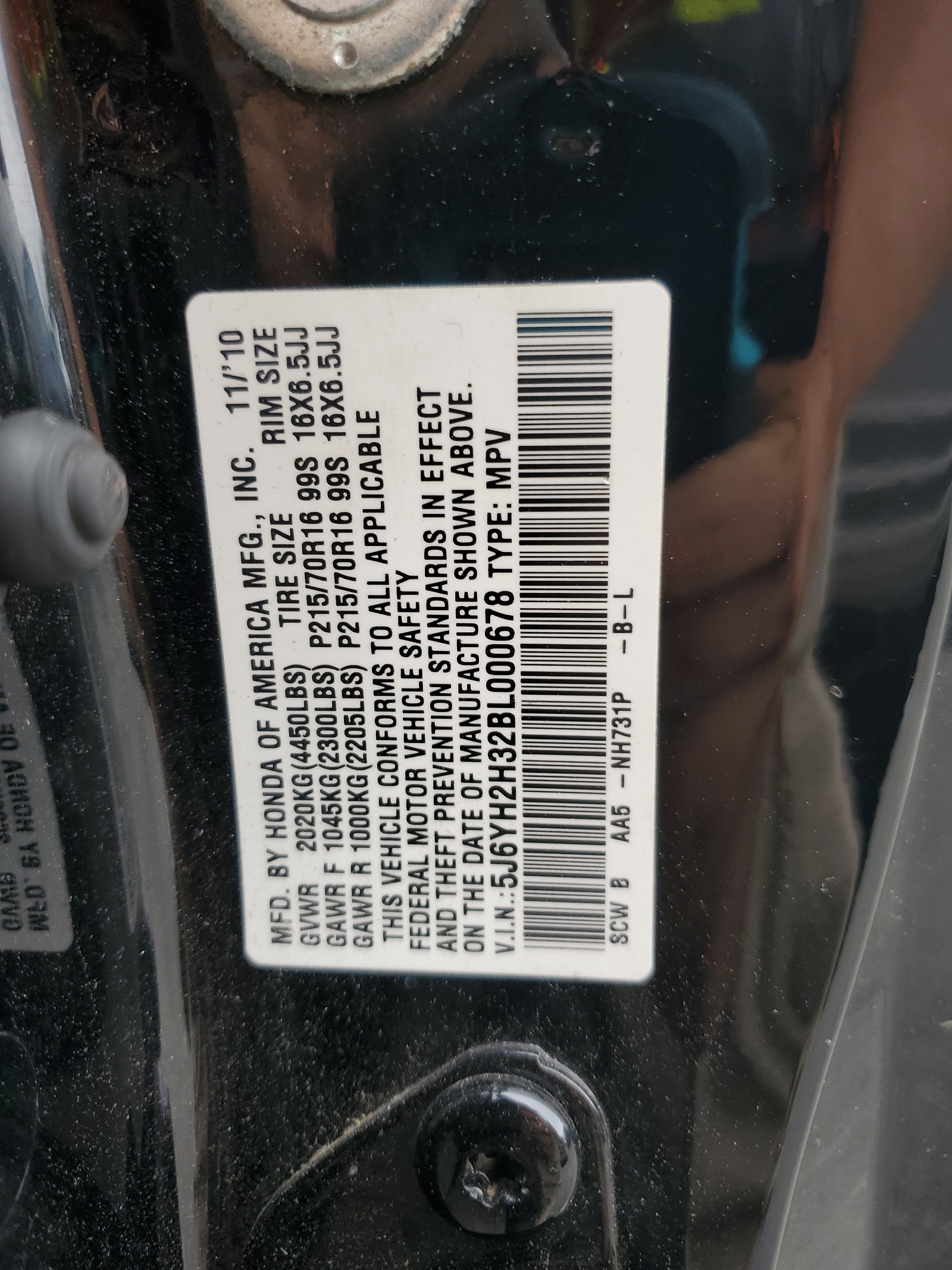 5J6YH2H32BL000678 2011 Honda Element Lx