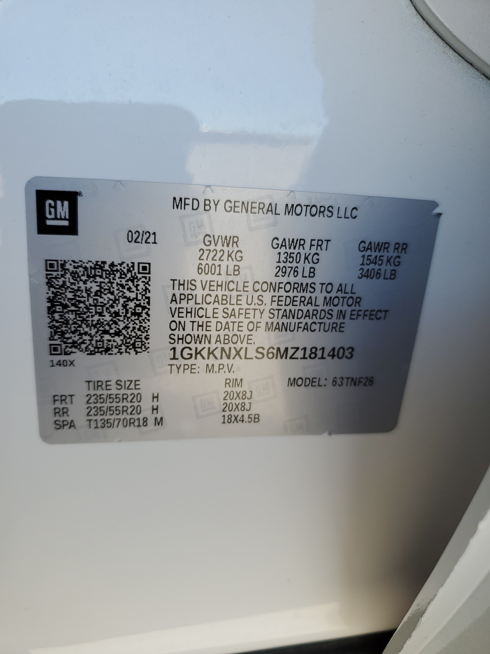 1GKKNXLS6MZ181403 2021 GMC Acadia Denali