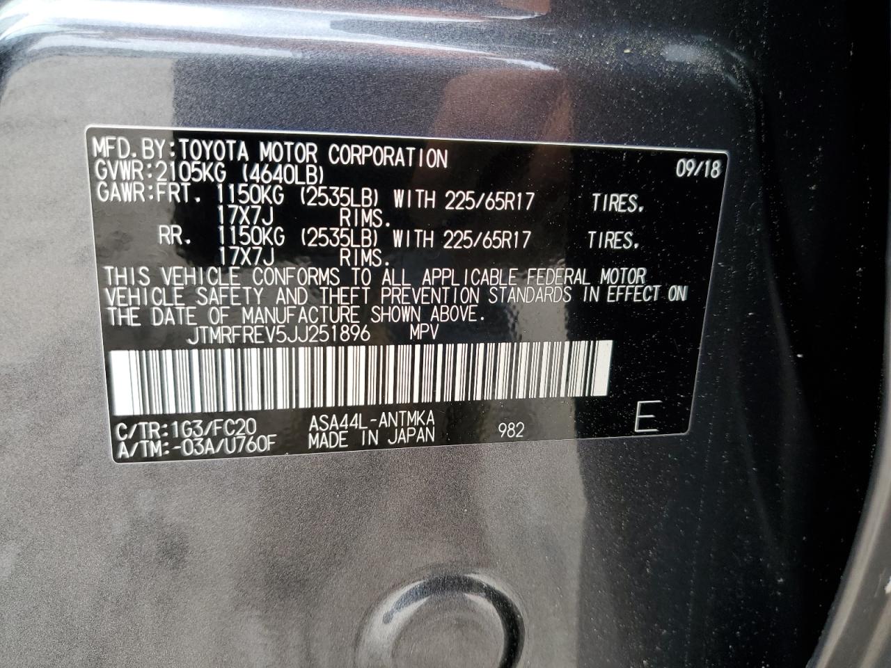 2018 Toyota Rav4 Adventure VIN: JTMRFREV5JJ251896 Lot: 64219564