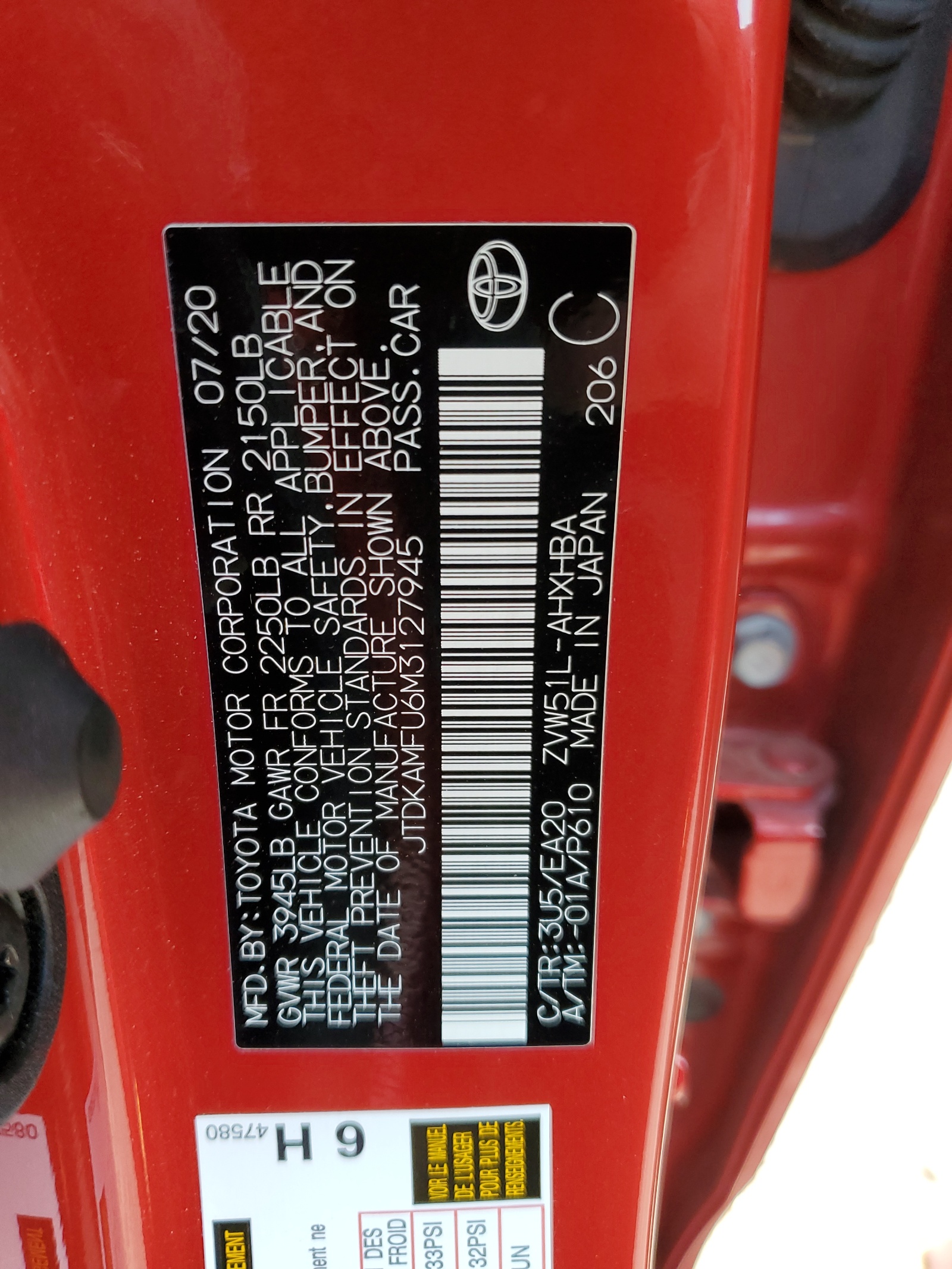 JTDKAMFU6M3127945 2021 Toyota Prius Special Edition