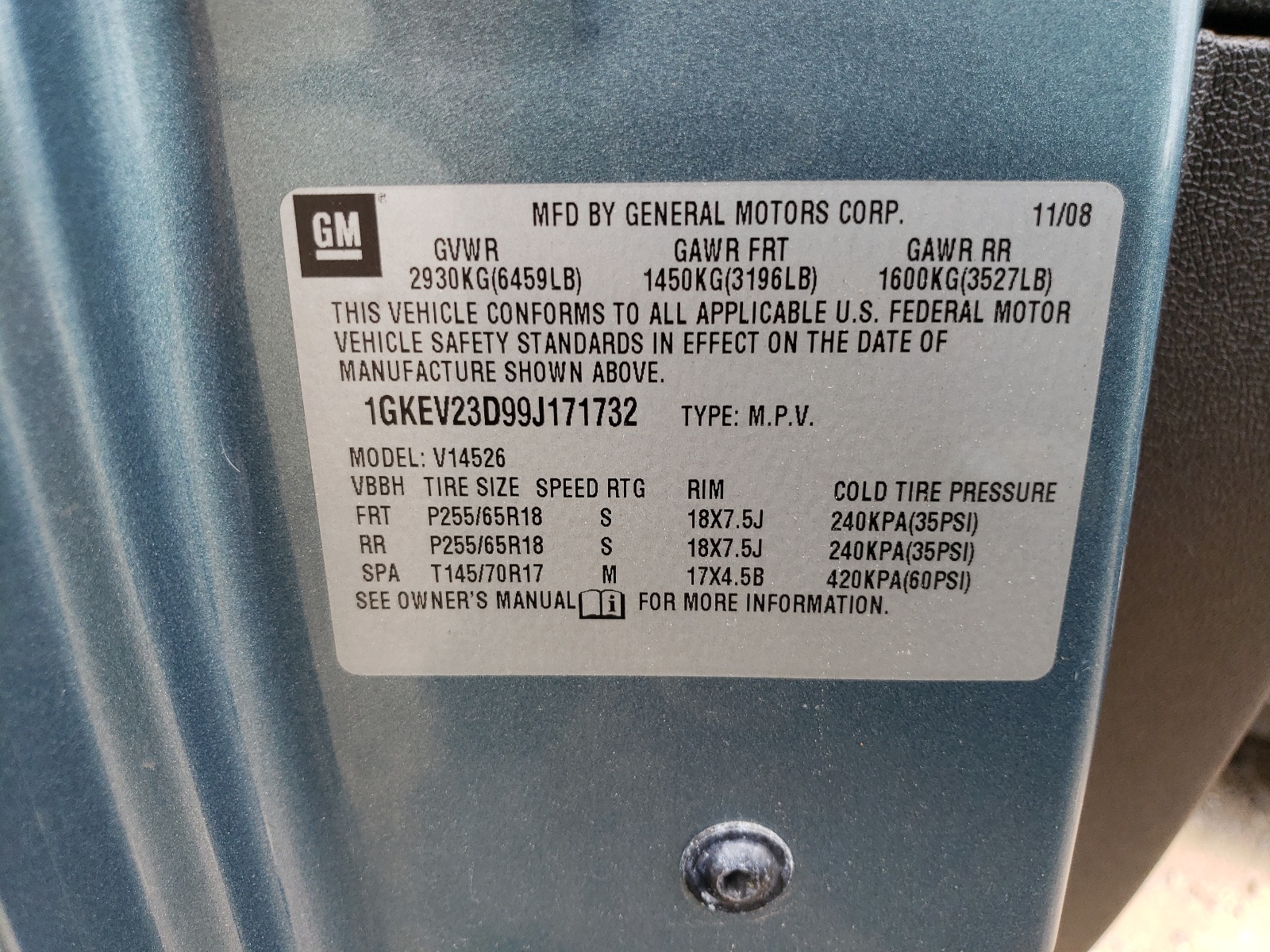 1GKEV23D99J171732 2009 GMC Acadia Slt-1