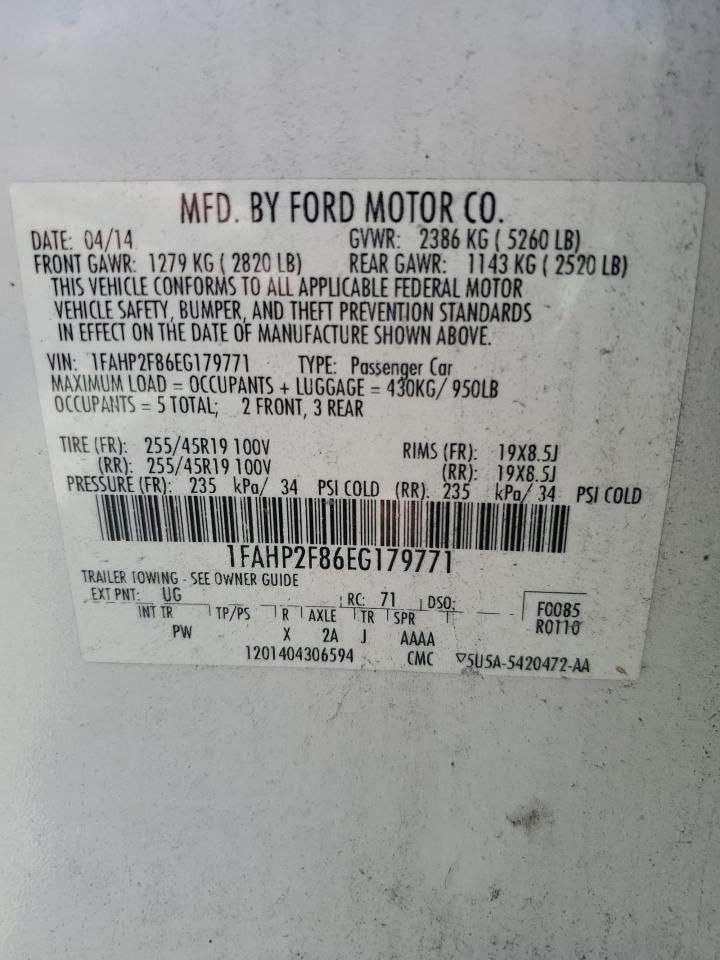 2014 Ford Taurus Limited VIN: 1FAHP2F86EG179771 Lot: 63487974