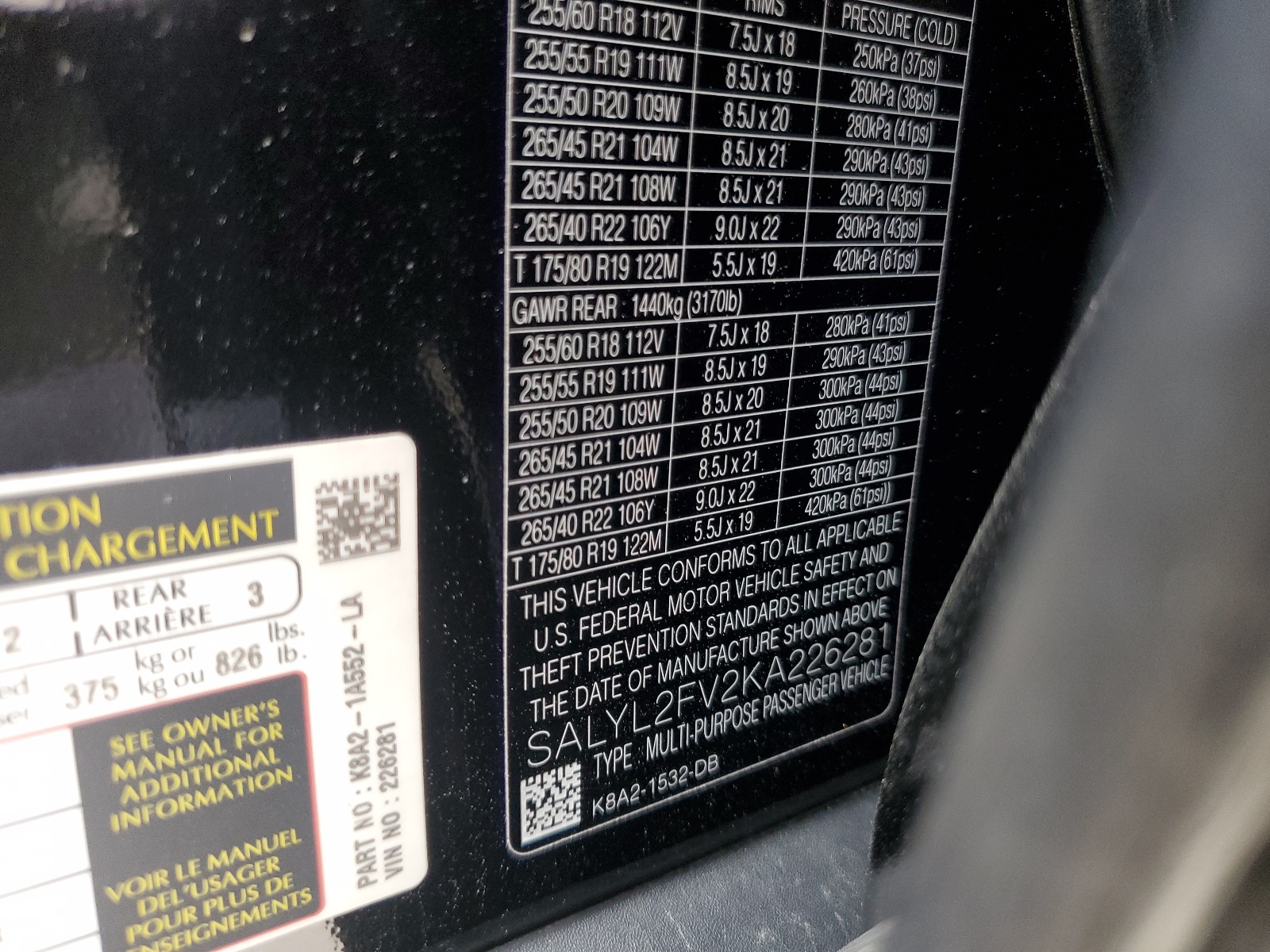 SALYL2FV2KA226281 2019 Land Rover Range Rover Velar R-Dynamic Se