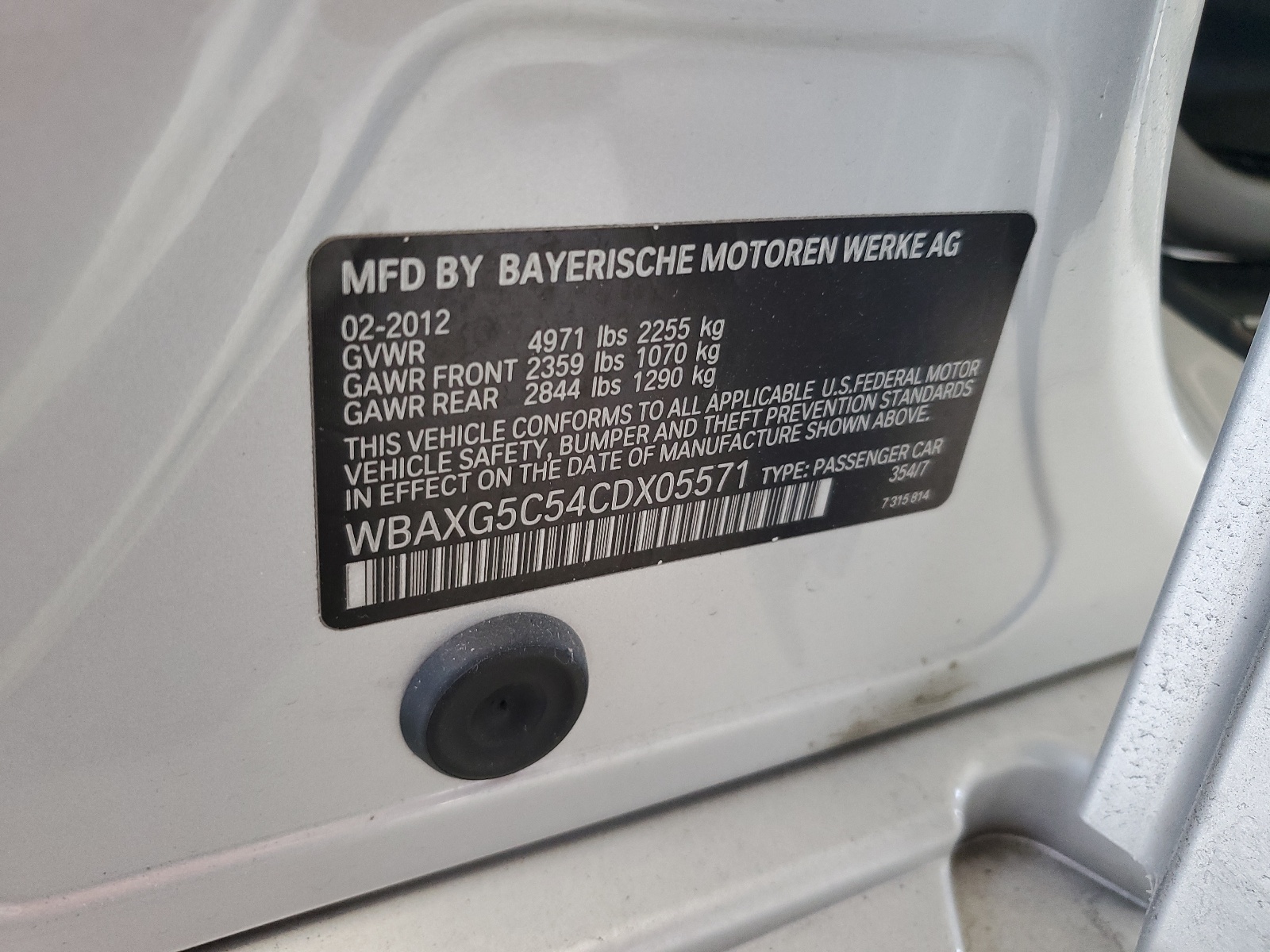 WBAXG5C54CDX05571 2012 BMW 528 I