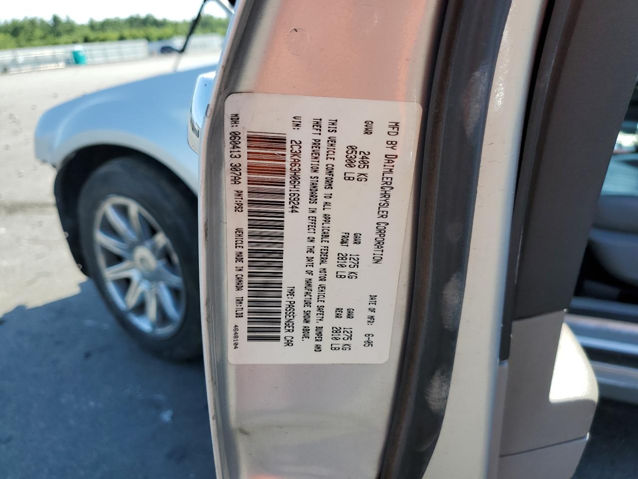 2006 Chrysler 300C VIN: 2C3KA63H06H169244 Lot: 63287744