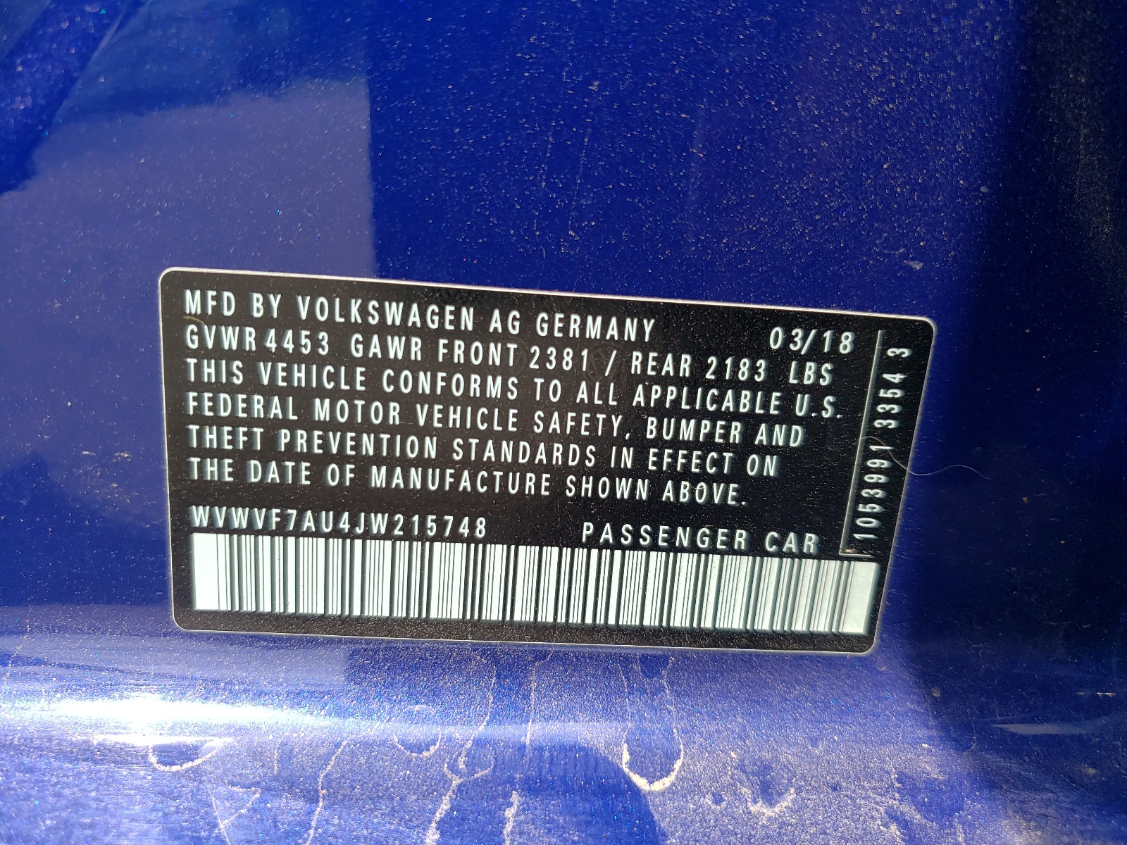 WVWVF7AU4JW215748 2018 Volkswagen Golf R