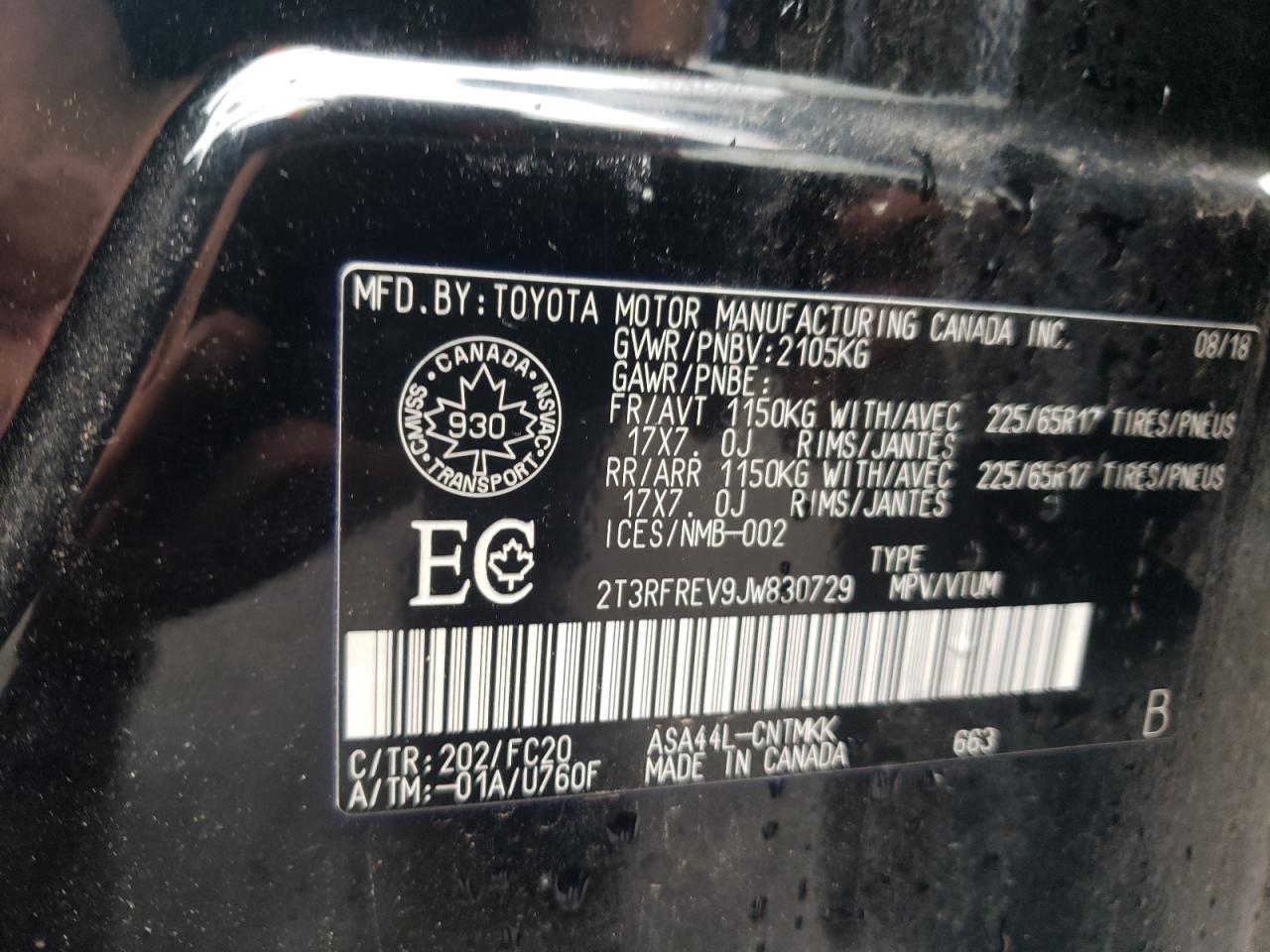 2018 Toyota Rav4 Adventure VIN: 2T3RFREV9JW830729 Lot: 62821344